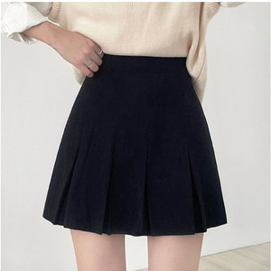 스프링 코듀로이 핀턱 미니스커트