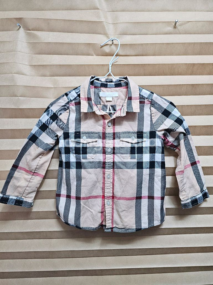 버버리 키즈 체크 긴팔셔츠 사이즈 2y 92cm--0