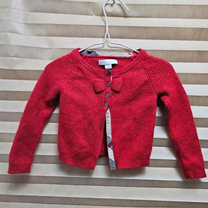 버버리 키즈 레드 니트 가디건 사이즈 2y 92cm