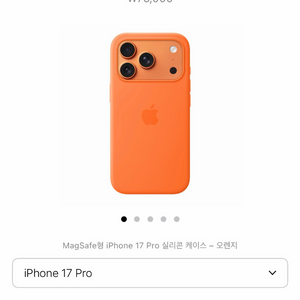 애플 정품 실리콘 케이스(아이폰 17pro 코스믹오렌지