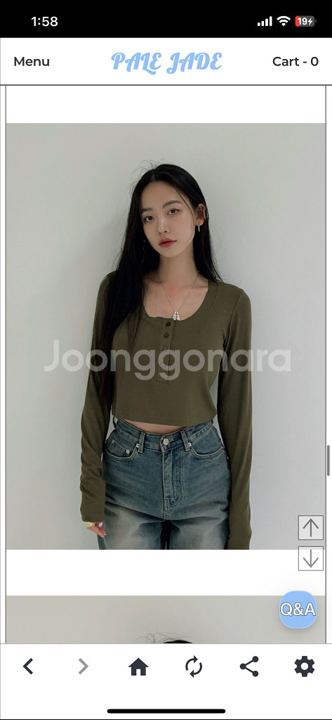 페일제이드 긴팔 크롭 티셔츠 카키--1