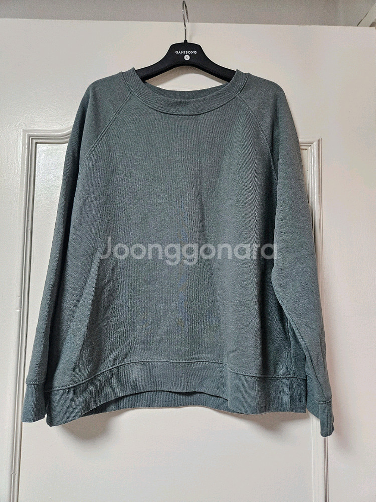 h&m 초록 그린 기모 맨투맨 긴팔티셔츠--0