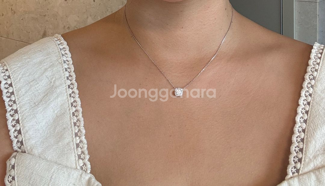 18k 랩다이아 최고급 화이트골드 목걸이--8