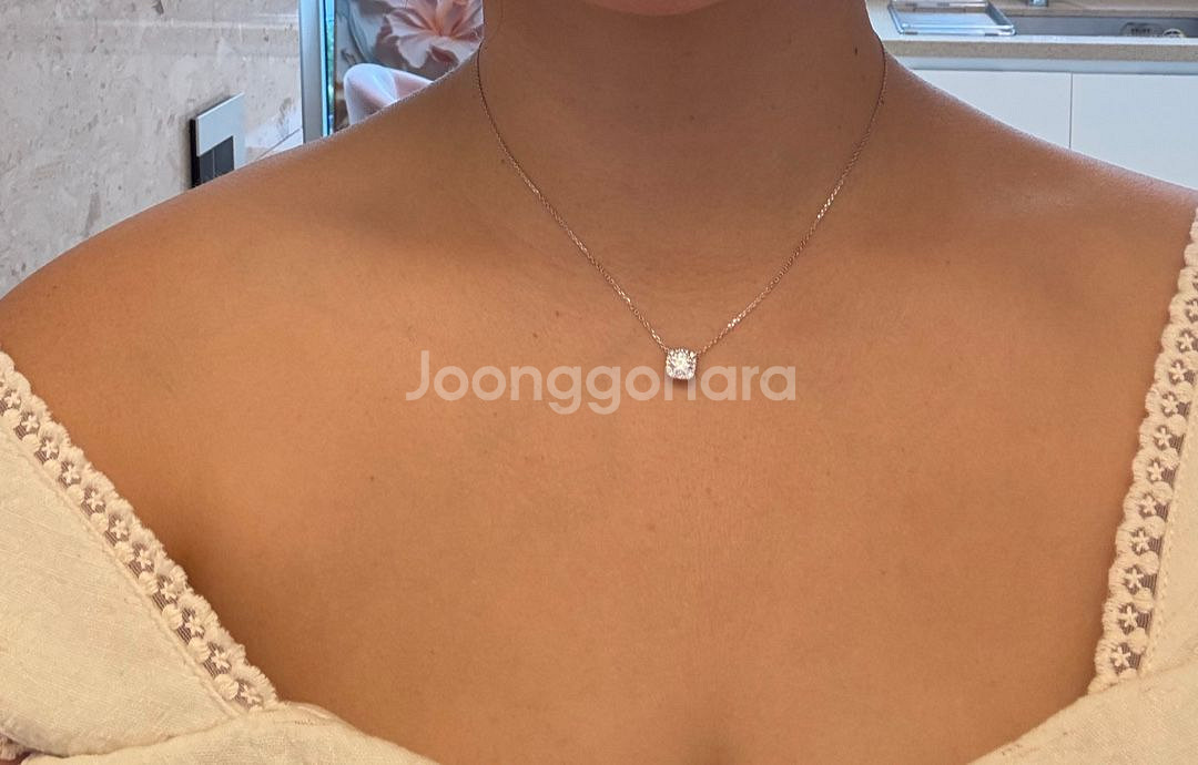 18k 랩다이아 최고급 화이트골드 목걸이--5