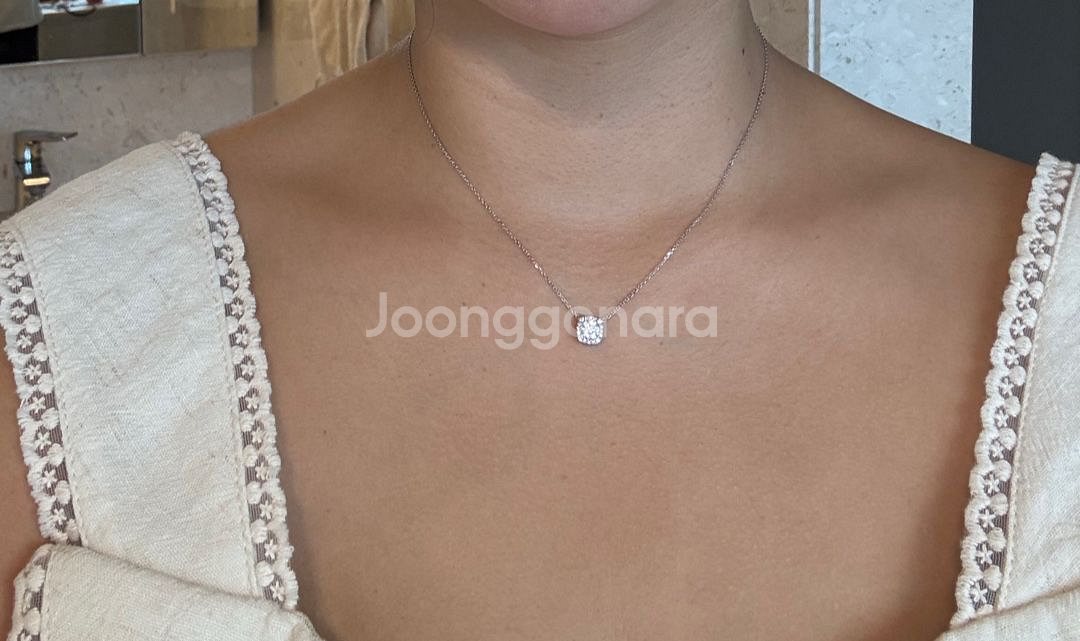 18k 랩다이아 최고급 화이트골드 목걸이--6