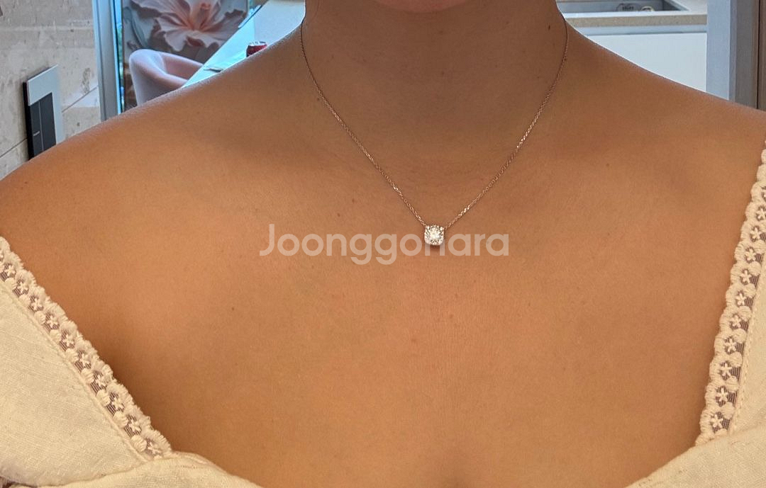 18k 랩다이아 최고급 화이트골드 목걸이--4