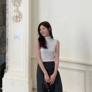 시에 보우 타이 셔링 스커트 s 챠콜