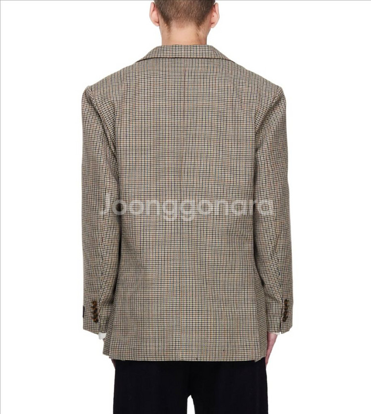 [S]베트멍 하운드투스 체크 블레이저 컷아웃 자켓--1