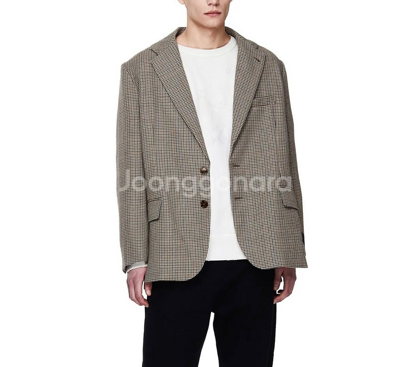 [S]베트멍 하운드투스 체크 블레이저 컷아웃 자켓--0
