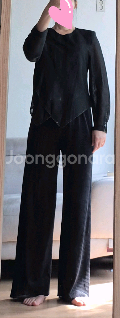 일본제 금빛 블랙블라우스+일본 플리츠팬츠+플리츠탑 일괄--5