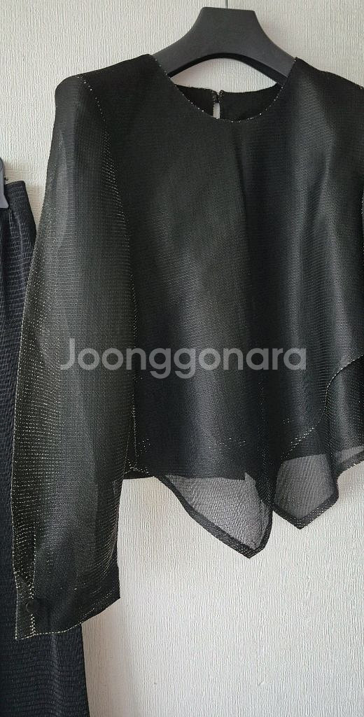 일본제 금빛 블랙블라우스+일본 플리츠팬츠+플리츠탑 일괄--2