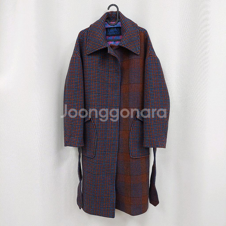 럭키슈에뜨 체크 벨트 롱코트--0