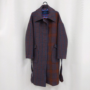 럭키슈에뜨 체크 벨트 롱코트