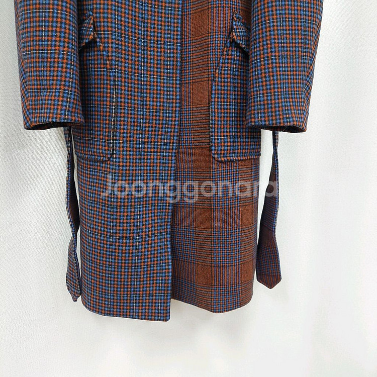 럭키슈에뜨 체크 벨트 롱코트--4