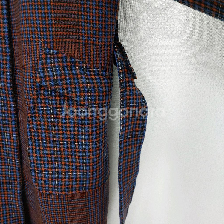 럭키슈에뜨 체크 벨트 롱코트--5