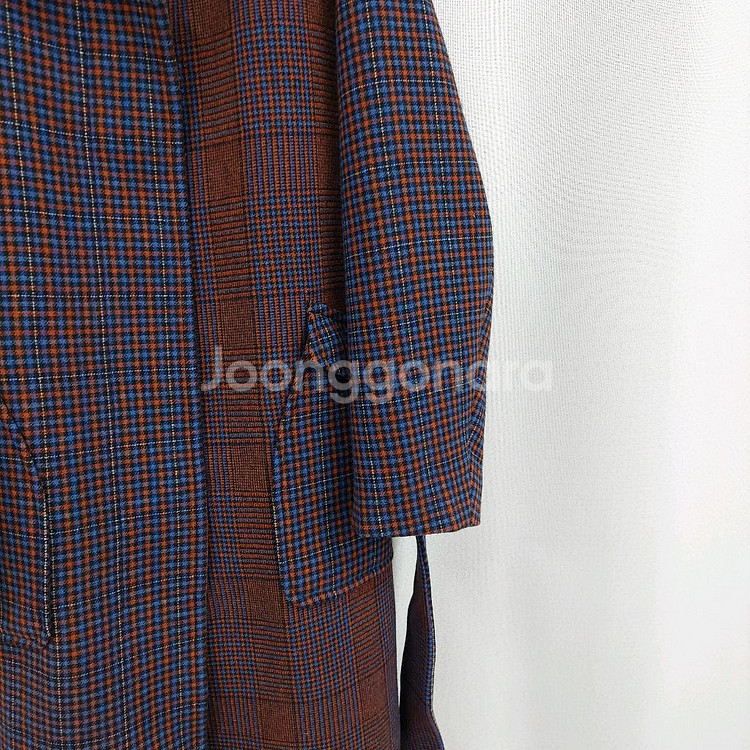 럭키슈에뜨 체크 벨트 롱코트--3