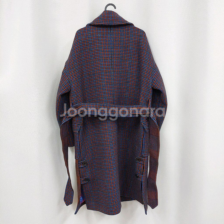 럭키슈에뜨 체크 벨트 롱코트--6