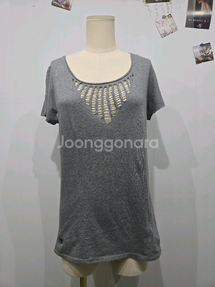 쟈딕앤볼테르 회색 컷아웃 반팔 티셔츠--0