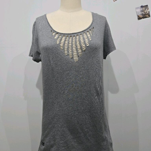 쟈딕앤볼테르 회색 컷아웃 반팔 티셔츠