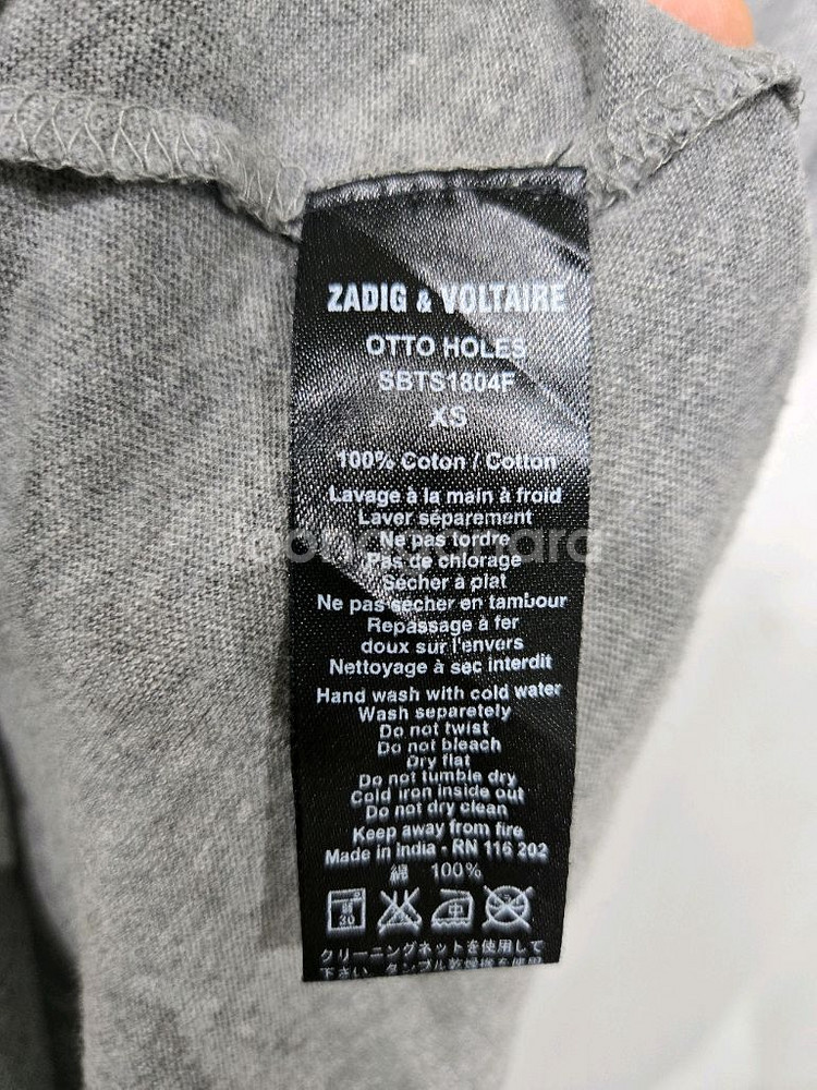 쟈딕앤볼테르 회색 컷아웃 반팔 티셔츠--5