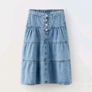자라키즈 패널 미디 데님 스커트 새상품