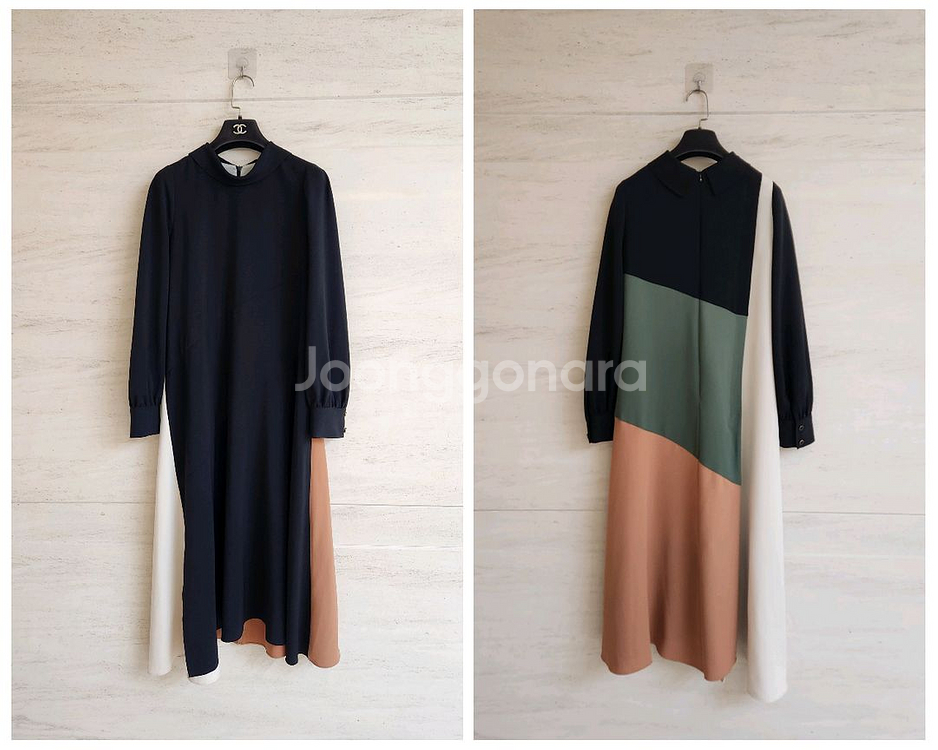 주크 컬러배색 롱원피스 55사이즈--0