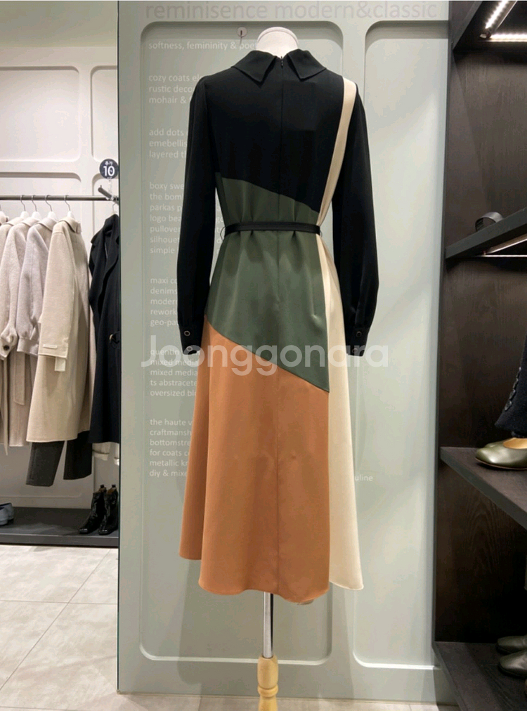 주크 컬러배색 롱원피스 55사이즈--5