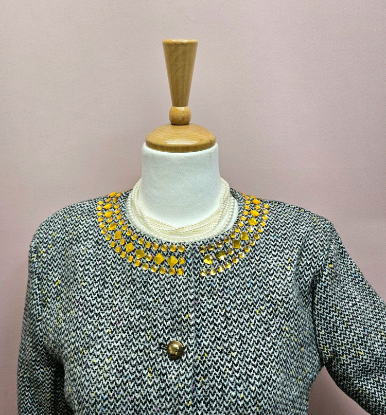 (새상품) 헤링본 큐빅 자켓--4