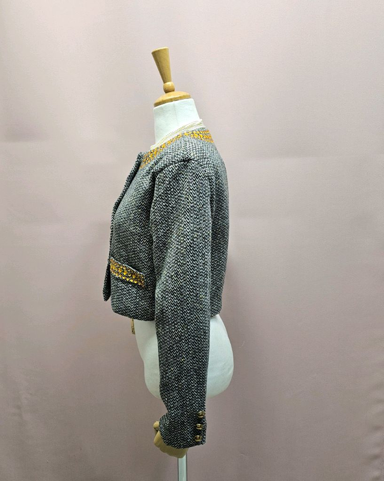 (새상품) 헤링본 큐빅 자켓--6