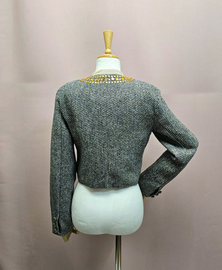 (새상품) 헤링본 큐빅 자켓--8