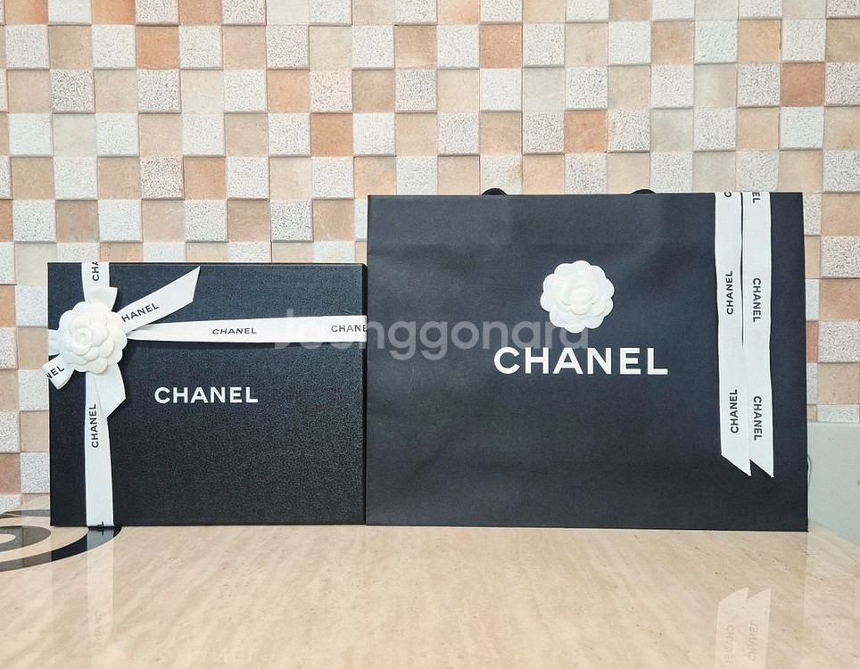[정품]샤넬 쇼핑백+박스+리본 SET,샤넬 가방,샤넬--0