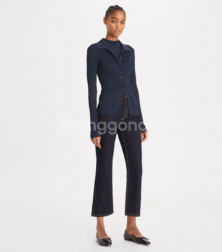 TORY BURCH 토리버치 크롭 플레어진 인디고 25--0