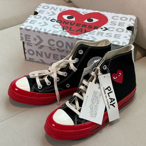 (새상품/한정) CDG 컨버스 척 70 하이 블랙/레드