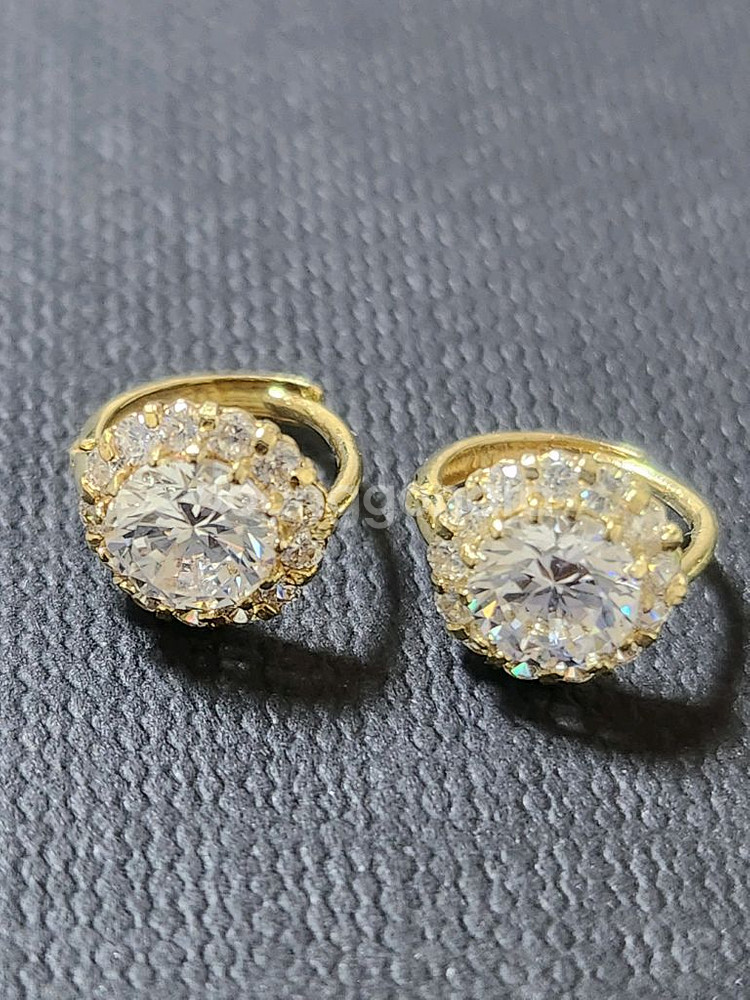 14k 큐빅 링 귀걸이--0