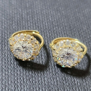 14k 큐빅 링 귀걸이