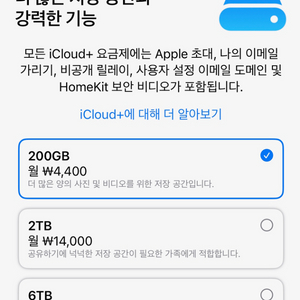아이클라우드 200기가 공유(각 100기가, 2인팟)