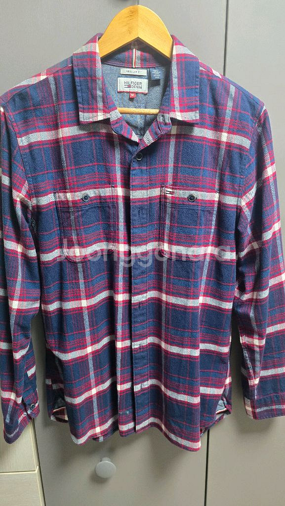 타미힐피거 데님 체크 셔츠 남성 M--0