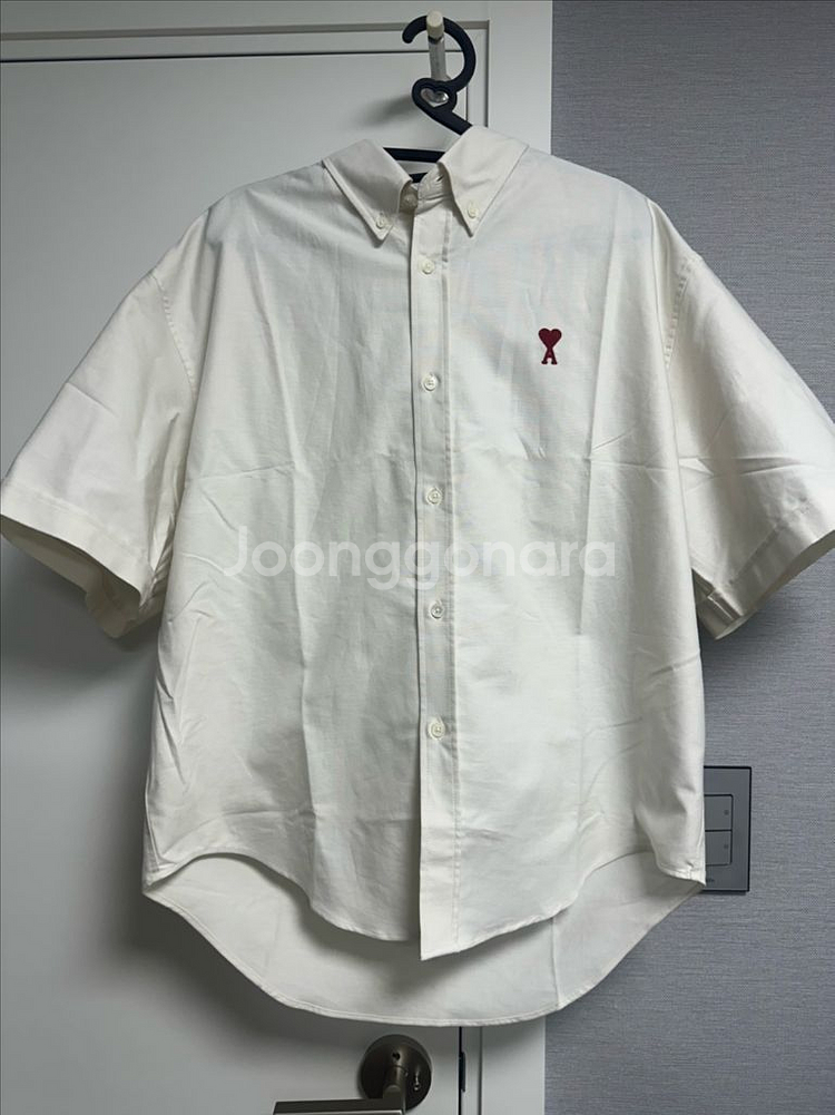 [xxs] 아미 스몰로고 코튼 옥스포드 박스핏 셔츠--0