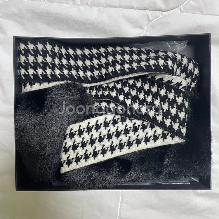 닥스 블랙퍼 울 체크 스카프--0