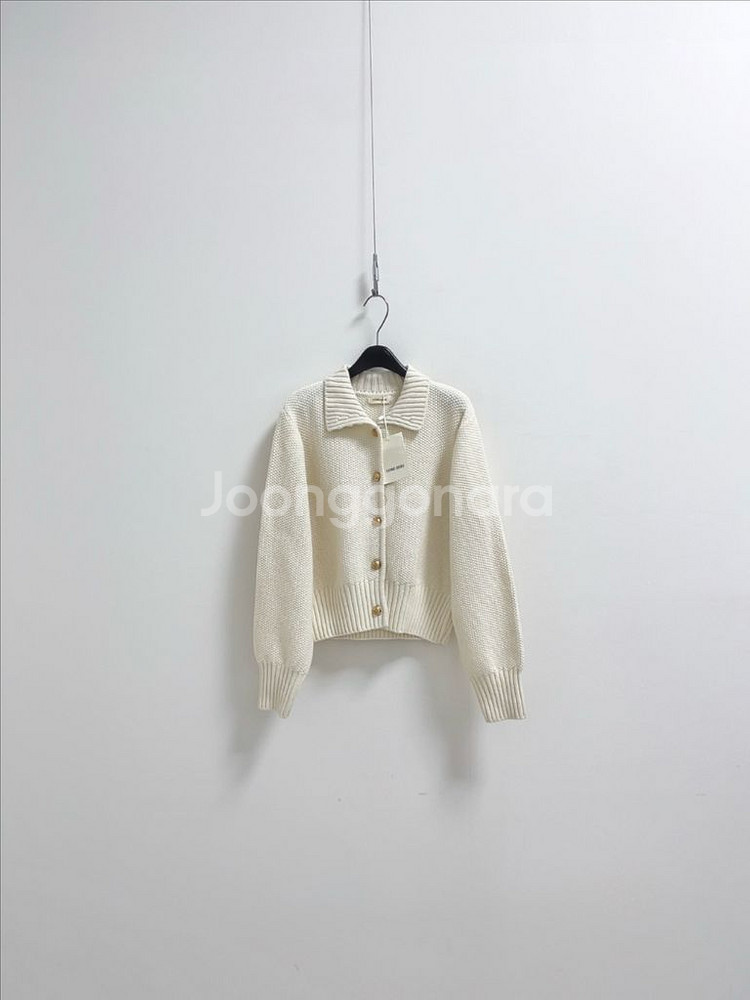 컴히얼 골드버튼 포인트 카라 가디건--0