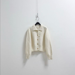 컴히얼 골드버튼 포인트 카라 가디건