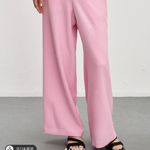 시스템 밴딩 드로우 스트링 와이드 팬츠 핑크 새상품