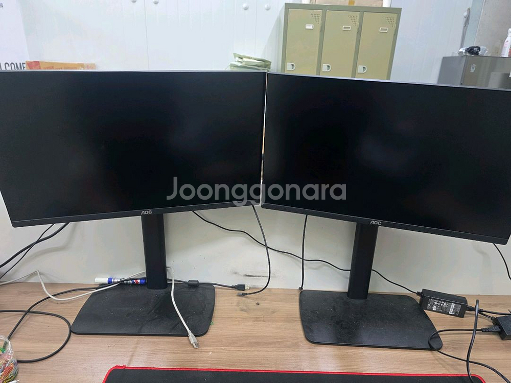 AOC Q24V QHD 24인치 모니터 2대+스탠드--0