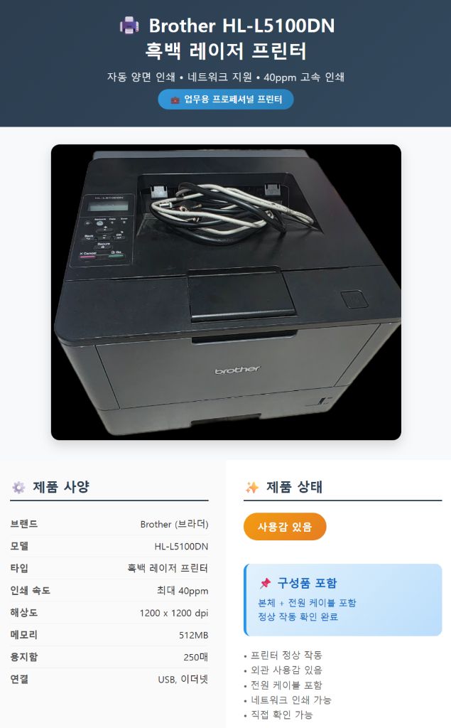 브라더 HL-L5100DN 흑백 레이저 프린터--1