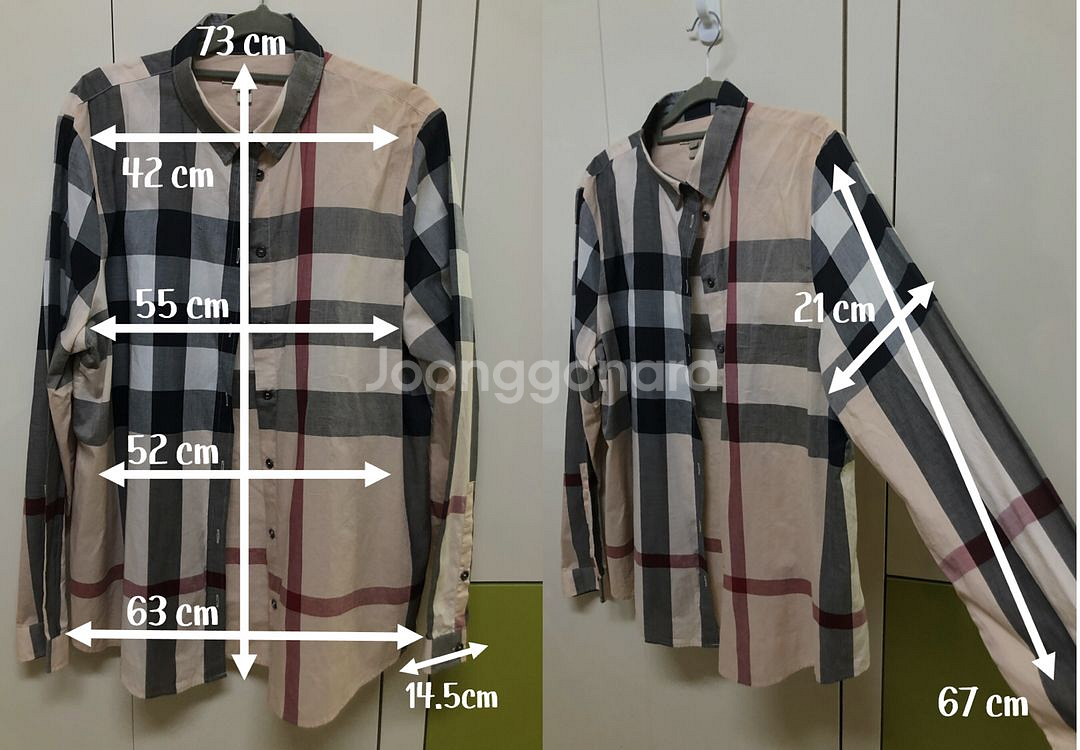 버버리 브릿 베이지 노바체크 여성 긴팔셔츠 XL--9