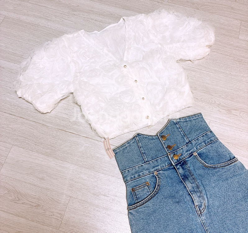 새상품 > 블라우스 스커트 셋업 S/55 사이즈--1