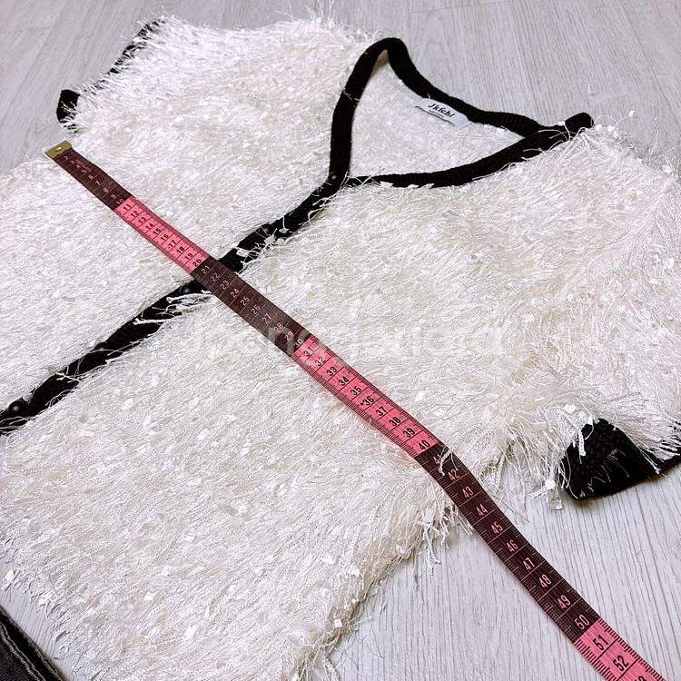 새상품 > 부클 카디건 화이트 55사이즈--3