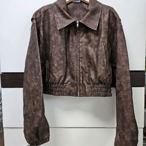 브라운 가죽 투웨이 레더 워싱 자켓