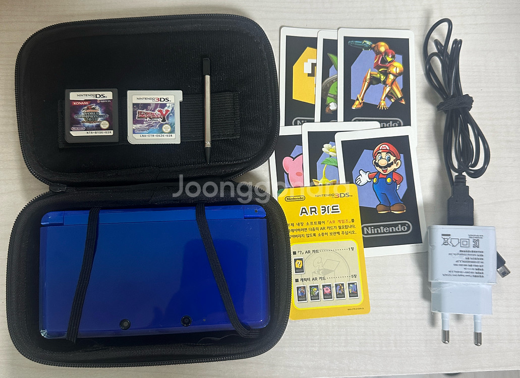 닌텐도 3DS 블루 풀세트 칩두개 포함--9