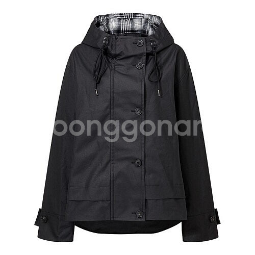 스튜디오 톰보이 블랙 코티드 후드 점퍼--1